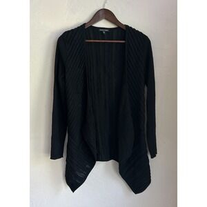 Eileen Fisher Black Open Front Cardigan Sweater S Wool Mohair Minimalist Classic